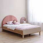 Zeta 120X200 Bed With Upholstered Headboard & Usb-Offwhite & Pink
