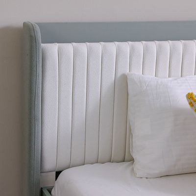 Petra 120X200 Bed With Upholstered Headboard & Usb-White & Grey - Image 3