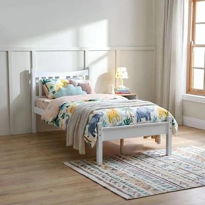 Derby Solo-V2 90x200 Solid Wood Single Bed-White