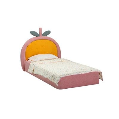Tasty Strawberry 90x200 Upholstered Kids Bed - Blush Pink & Yellow - With 2-Year Warranty - Image 5