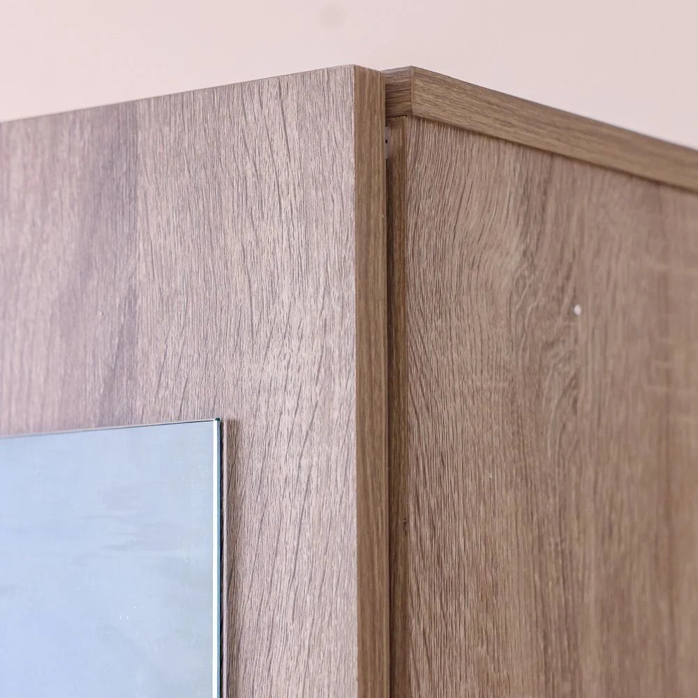 Supreme 3-Door Wardrobe with Mirror-French Sonoma Oak-With 2-Year Warranty - Image 5