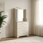 Ariana 4-Drawer Dresser with Mirror - Light Oak - With 2-Year Warranty