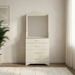 Ariana 4-Drawer Dresser with Mirror - Light Oak - With 2-Year Warranty