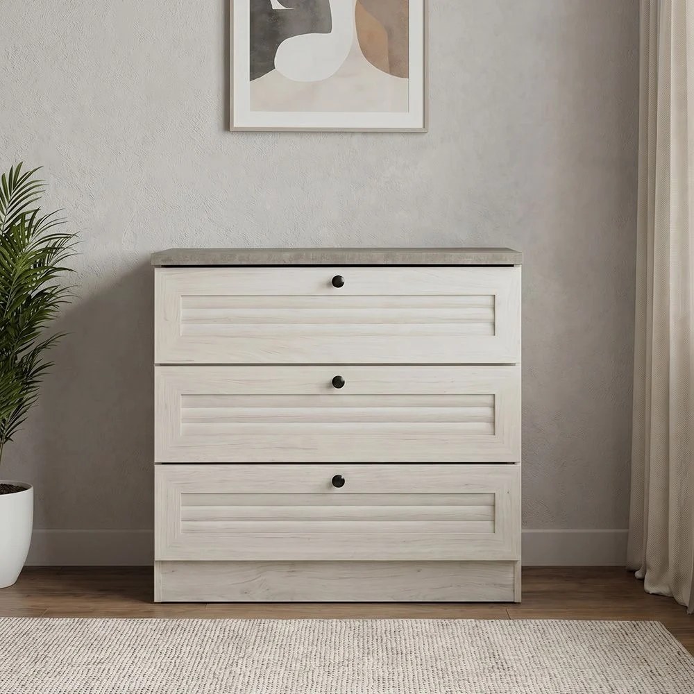 Zenith 3-Drawer Young Dresser-White Oak/Cement-With 2-Year Warranty - Image 2