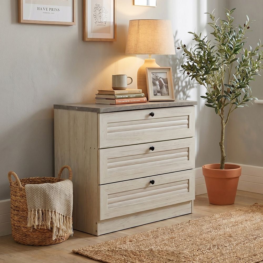 Zenith 3-Drawer Young Dresser-White Oak/Cement-With 2-Year Warranty - Image 5