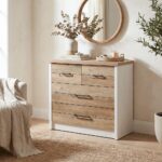 Swann 3-Drawer Young Dresser-Summer Oak/Pearl White-With 2-Year Warranty