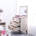 Bliss 3-Drawer Dresser with Mirror - Oak & Pink - With 5-Year Warranty