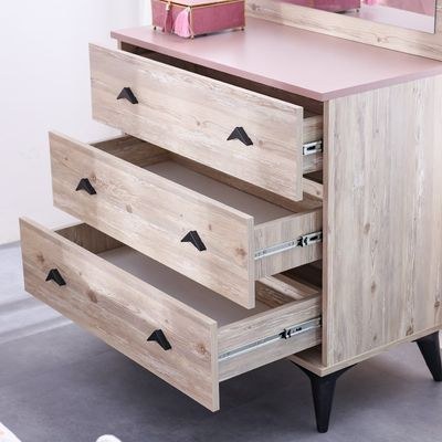 Bliss 3-Drawer Dresser with Mirror - Oak & Pink - With 5-Year Warranty - Image 3