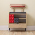 Bricks 3-Drawer Dresser with Shelf-Oak/Red/Grey-With 5-Year Warranty