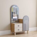 Zeta 2 Drawer +1 Door Dresser with Mirror & LED - Off White & Grey - With 2-Year Warranty
