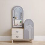 Zeta 2 Drawer +1 Door Dresser with Mirror & LED - Off White & Grey - With 2-Year Warranty