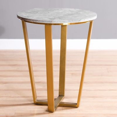 Beaver End Table-Grey Marble/Brushed Gold - Image 2