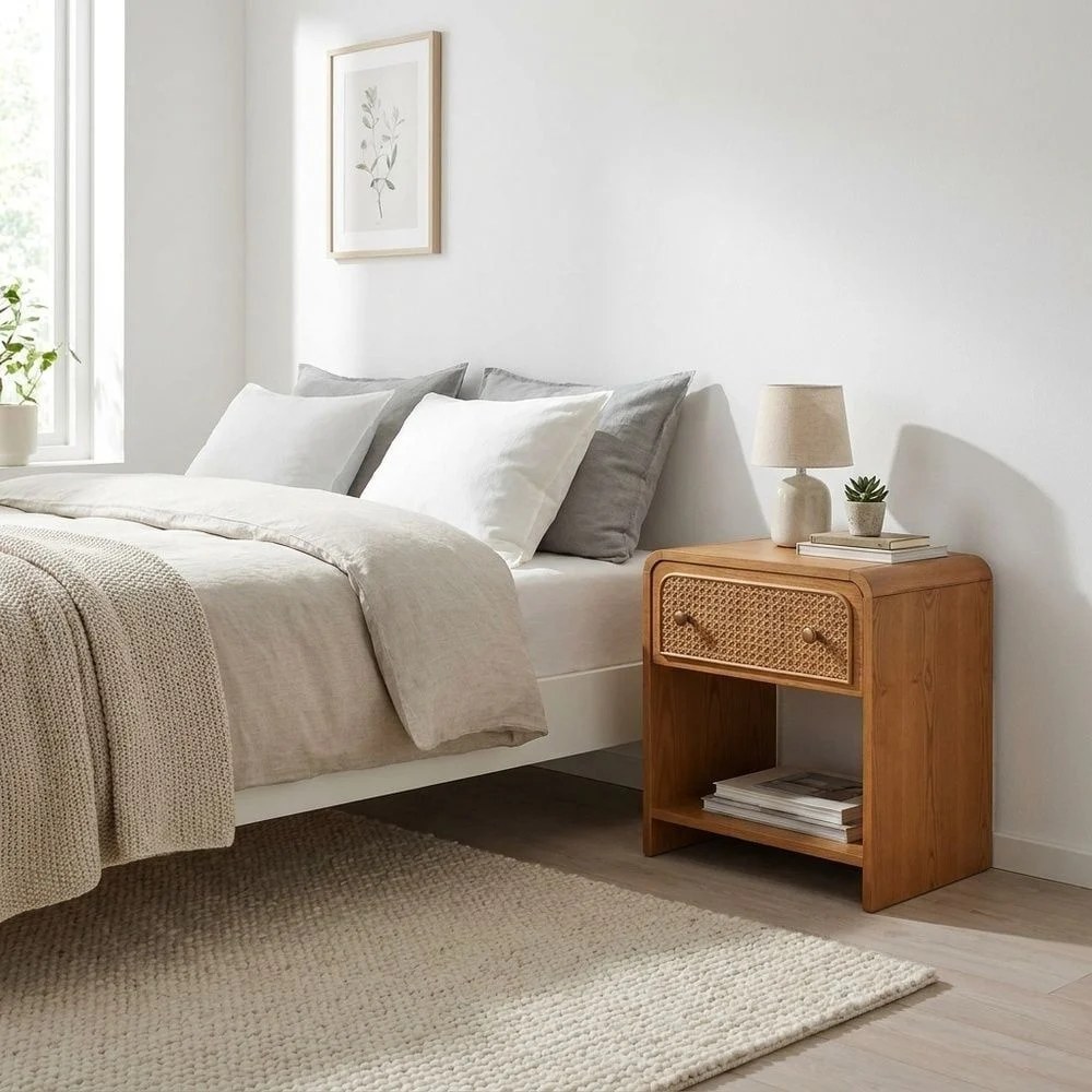 Rita 180x200 King Bedroom Set-Oak/Rattan-With 2-Year Warranty - Image 4
