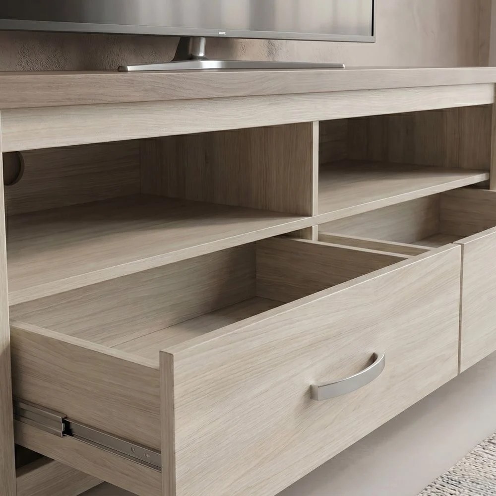 Olivos Low TV Unit for TVs up to 75 Inches with Storage-Ash Grey/Oak-With 2-Year Warranty - Image 3