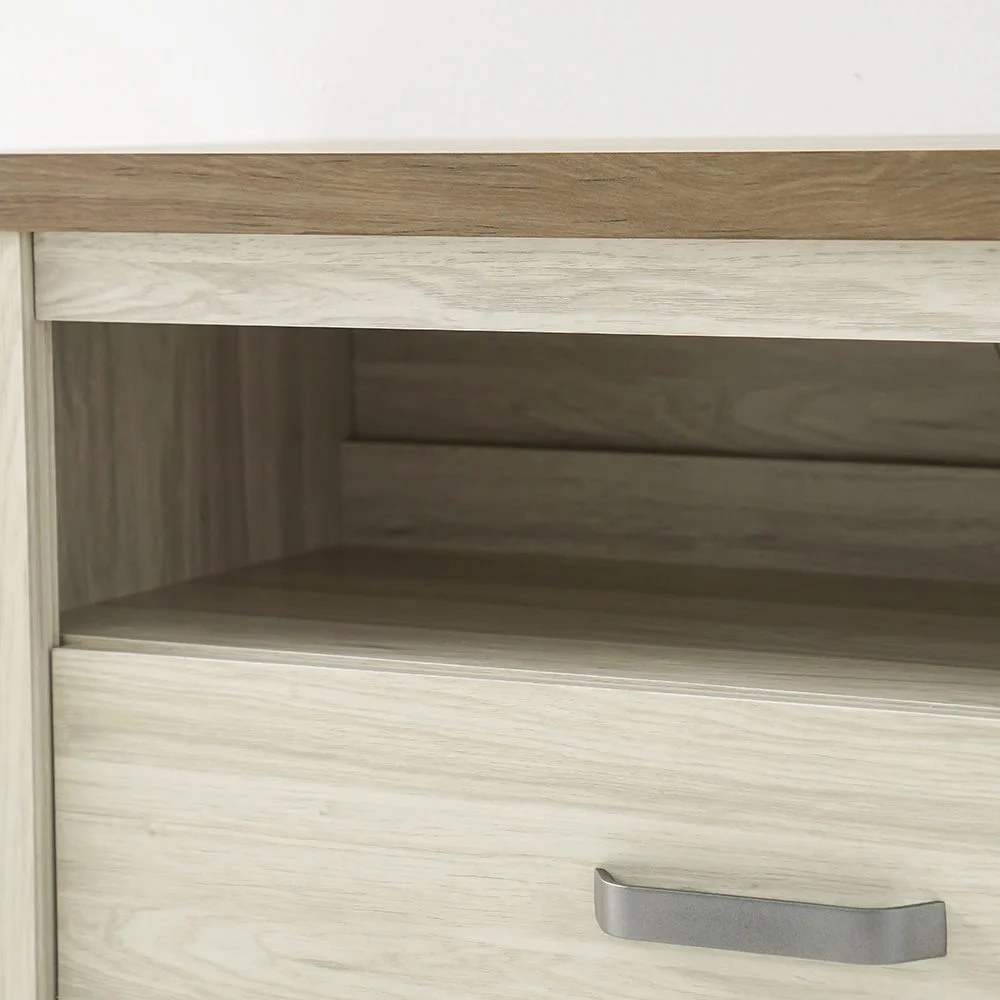 Olivos Low TV Unit for TVs up to 75 Inches with Storage-Ash Grey/Oak-With 2-Year Warranty - Image 5