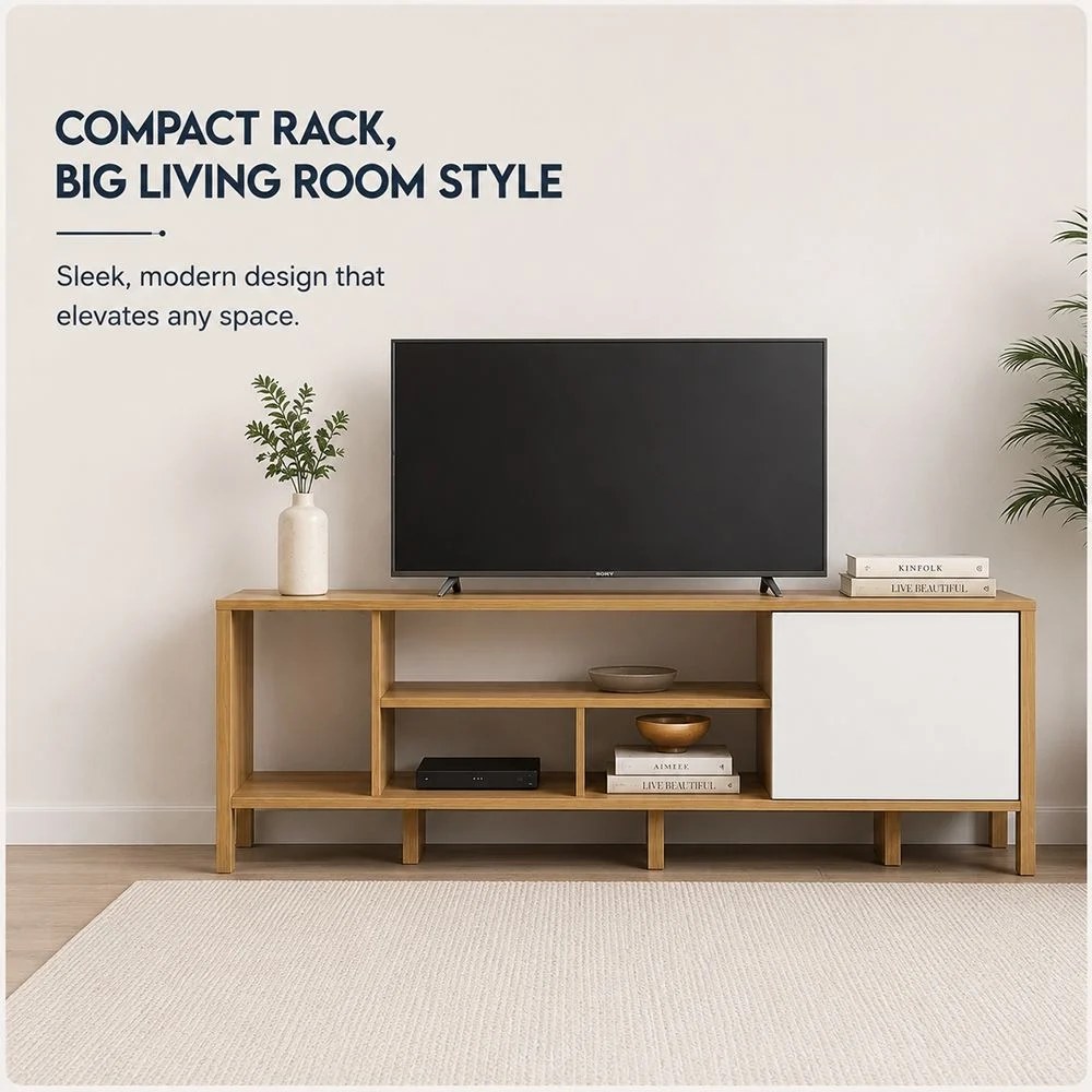 Cedro TV Rack up to 45 Inches-Almond/White - Image 4