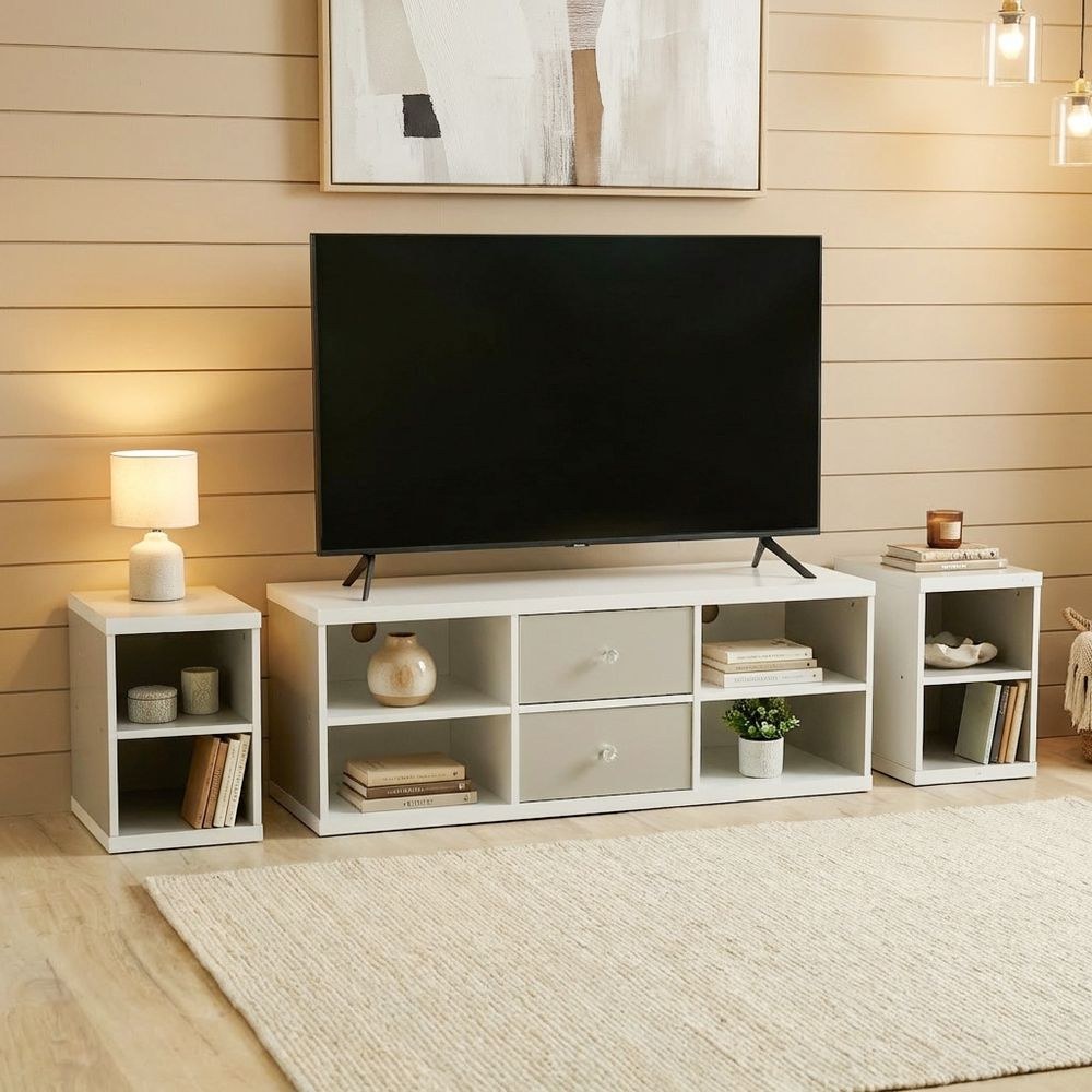 Prime TV Unit – For TVs up to 65 Inches-White/Grey - Image 5