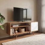 Walter TV Unit-Up to 60 Inches-Light Brown/White-With 2-Year Warranty
