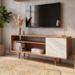 Walter TV Unit-Up to 60 Inches-Light Brown/White-With 2-Year Warranty