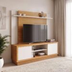 Zoyo TV Wall Unit-TV up to 55 Inches-Brown/Off-White-With 2-Year Warranty