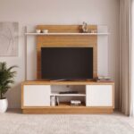 Zoyo TV Wall Unit-TV up to 55 Inches-Brown/Off-White-With 2-Year Warranty