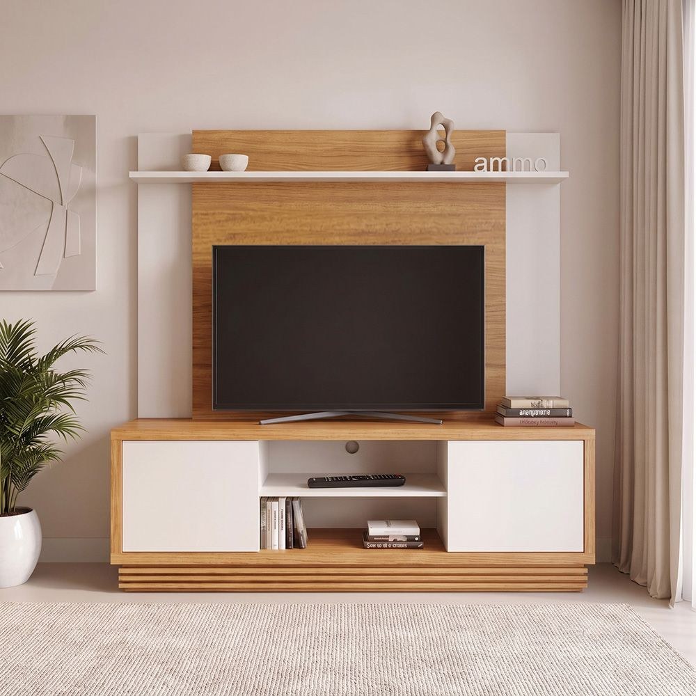 Zoyo TV Wall Unit-TV up to 55 Inches-Brown/Off-White-With 2-Year Warranty - Image 2