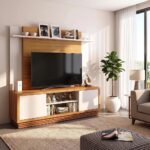 Zoyo TV Wall Unit-TV up to 55 Inches-Brown/Off-White-With 2-Year Warranty