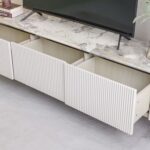 Hesdin Large High Gloss TV Unit - Up to 80 Inches - Light Grey - With 2-Year Warranty