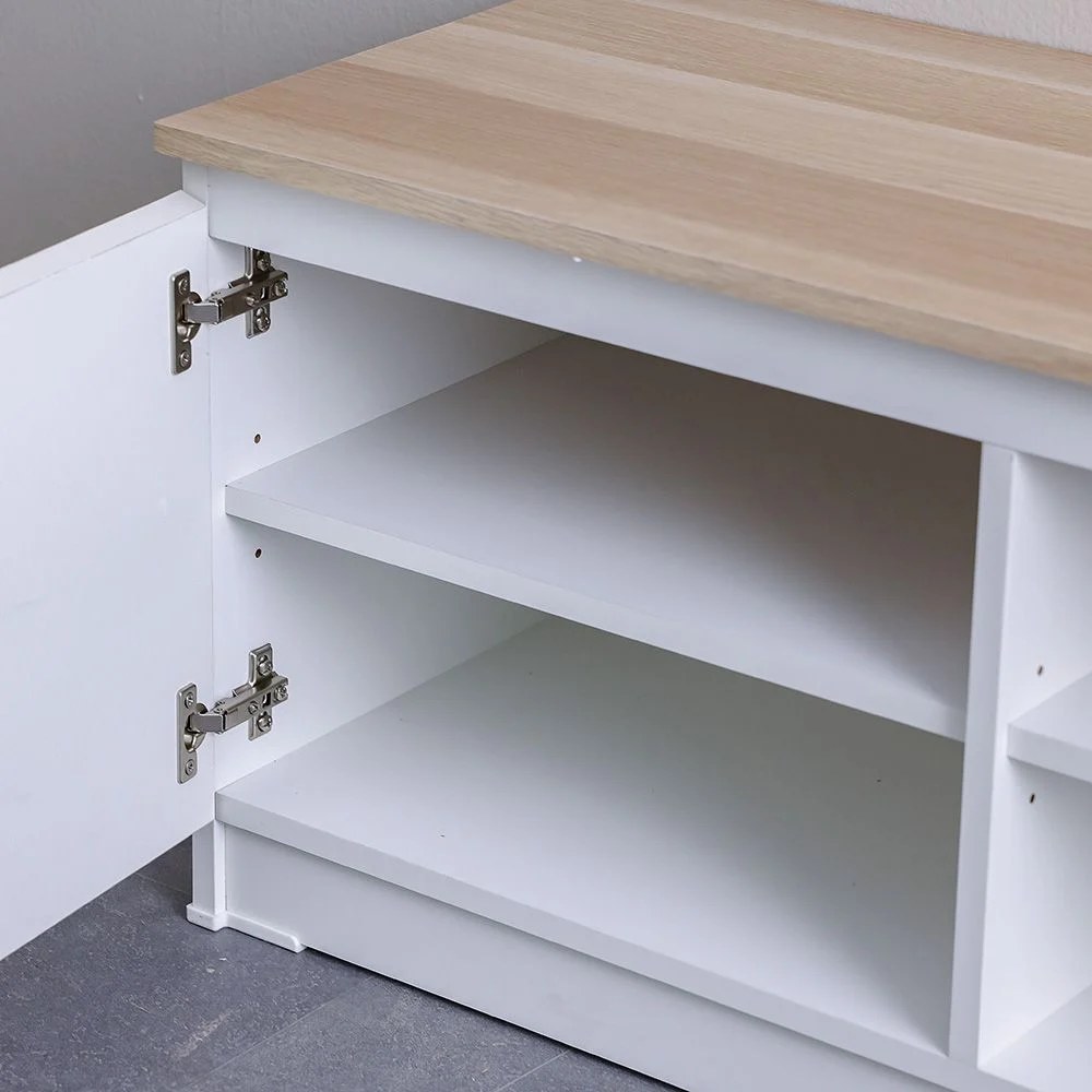 Guyana TV Unit with 2 Doors & Shelves - Up to 80 Inches - White/Oak - With 2-Year Warranty - Image 5