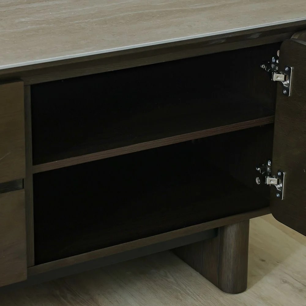Brookside Stone Top TV Unit - Up to 80 Inches - Beige/Oak Veneer - With 2-Year Warranty - Image 5