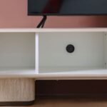 Oru Tempered Glass Top Tv Unit With 4 Doors Up To 80 Inch - Cream/Beige