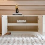 Qasr 3-Door & 2-Drawer TV Unit - Up to 75 inches - Pearl White - With 3-Year Warranty
