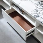 Akira Stone Top Tv Unit With 2Doors And 1Drawer Up To 80 Inches -White/Grey