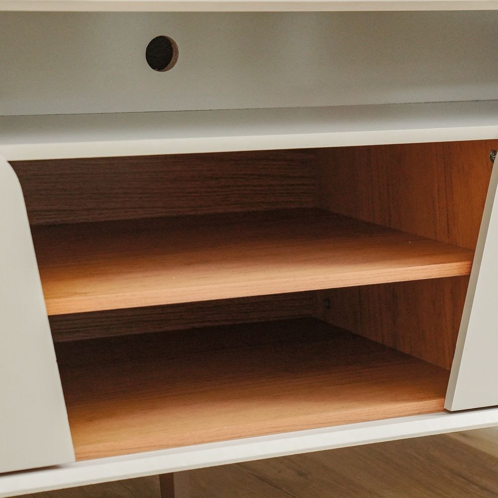 Lana Tv Unit With 2Doors & Open Shelves Up To 60 Inch - Off White/Brown - Image 2