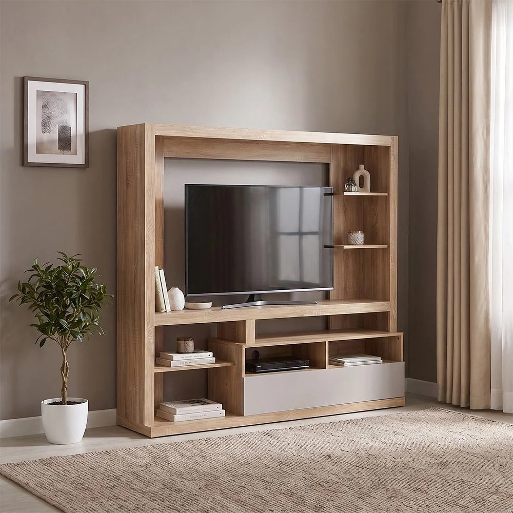Firza Wall TV Unit - Up To 50 Inches - Sonoma Oak - With 2-Year Warranty