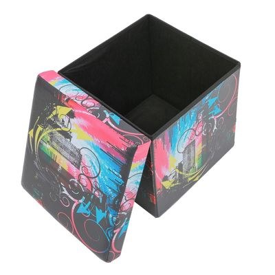 Fantasy 38X38X37.5 Folding Storage Ottoman - Blue/Black - Image 3