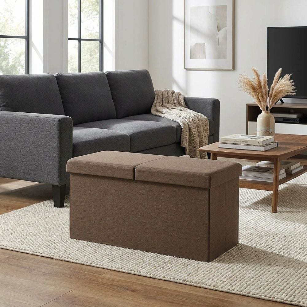 Cristy 76.5X38X37.5 Folding Storage Ottoman - Golden