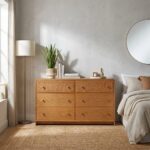 Rita 6-Drawer Dresser with Natural Rattan- Oak/Rattan – With 2-Year Warranty
