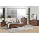 Tahiti 6-Drawer Dresser with Mirror-Dark Walnut-With 2-Year Warranty