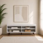 Railey TV Unit for TVs up to 50 Inches with Storage-White-With 2-Year Warranty