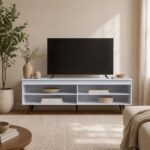 Railey TV Unit for TVs up to 50 Inches with Storage-White-With 2-Year Warranty