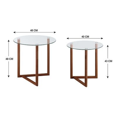 Bryner Glass Nesting Table - Set of 2 - Walnut - With 2-Year Warranty - Image 3