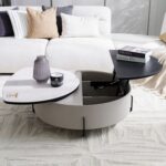Arlong Round Coffee Table with Storage - Grey/Black - With 2-Year Warranty