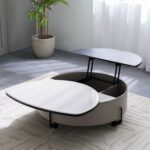 Arlong Round Coffee Table with Storage - Grey/Black - With 2-Year Warranty