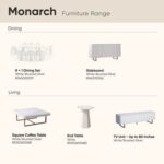 Monarch TV Unit-Up to 80 Inches-White/Brushed Silver-With 2-Year Warranty
