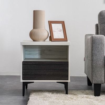 Nicosia End Table with Storage-White Oak/Black-With 2-Year Warranty - Image 5
