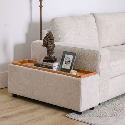 Odum Rectangular End Table with Storage-Grey/Natural Oak-With 2-Year Warranty - Image 3