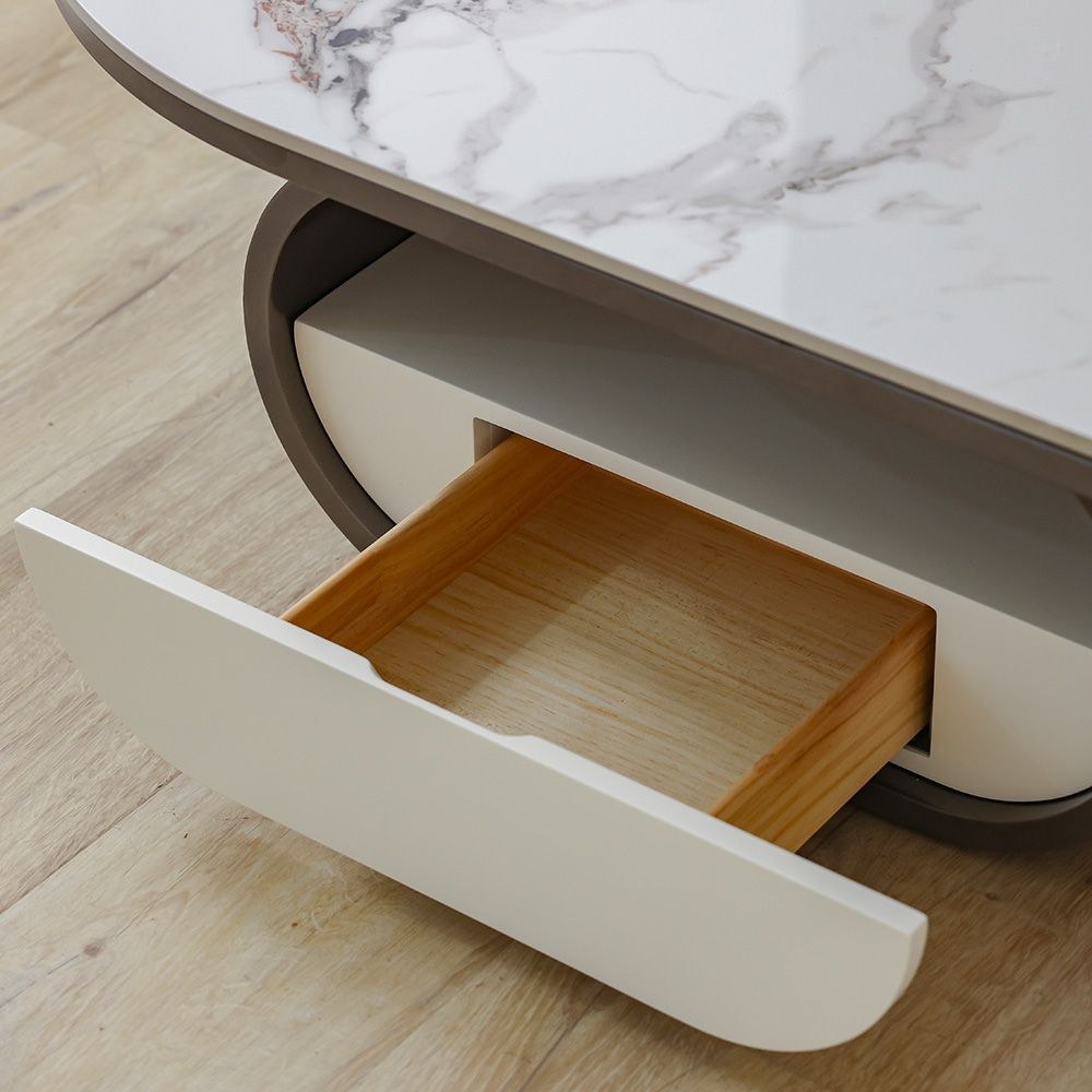 Ramsy Round Centre Table with Drawer - White/Gunmetal Black - With 2-Year - Image 4