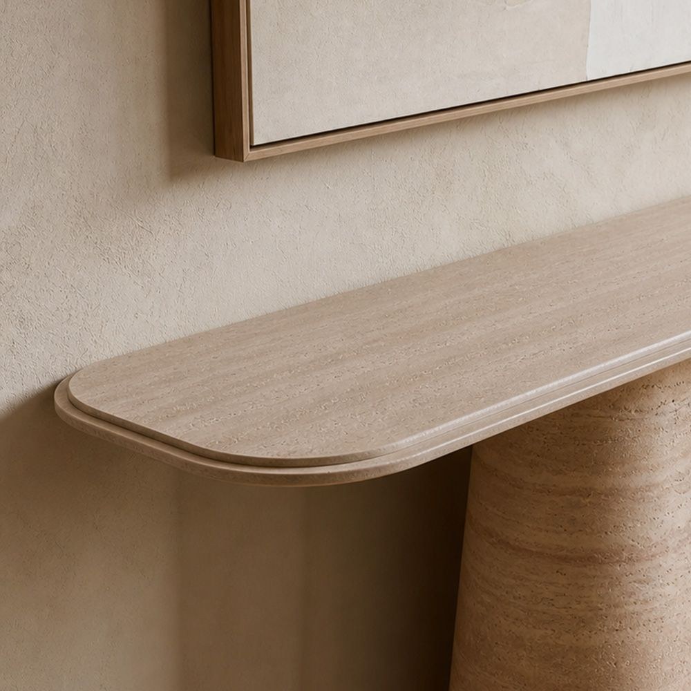 Baela Ceramic Top Console Table - Beige/Stone - Image 2
