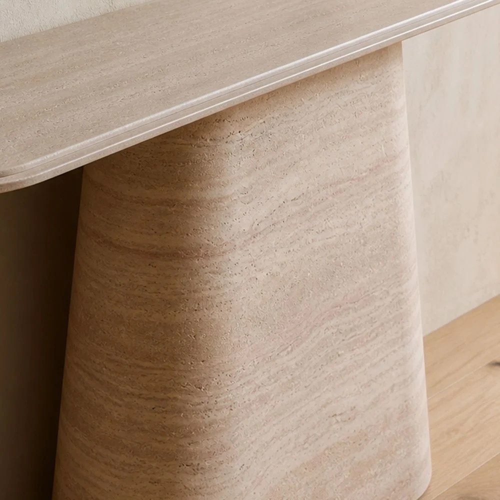 Baela Ceramic Top Console Table - Beige/Stone - Image 3